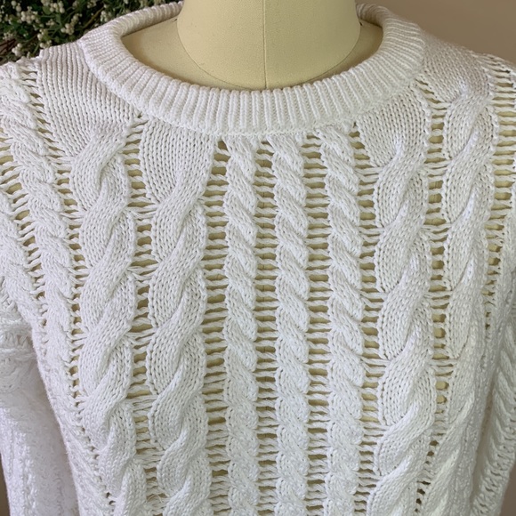Michael Kors White Cable Knit Sweater - Size M - Picture 6 of 11